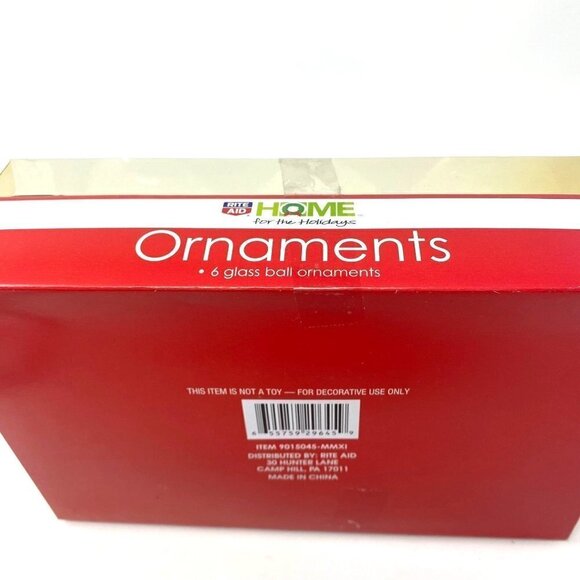 Vintage Rite Aid Glass Ball Christmas Ornaments 6 Silver Tree Decorations - Picture 4 of 5